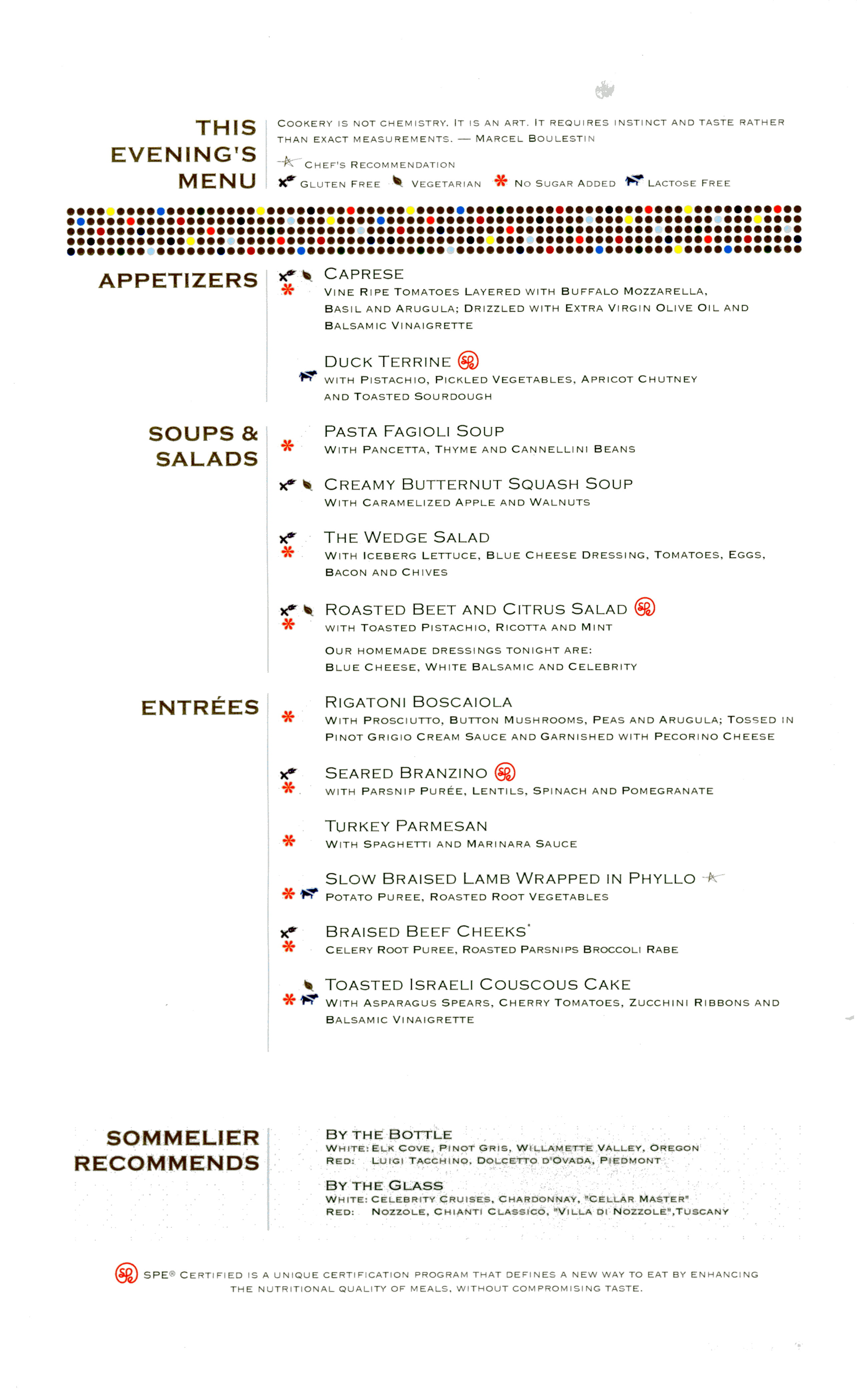 Celebrity Eclipse Menus Menus