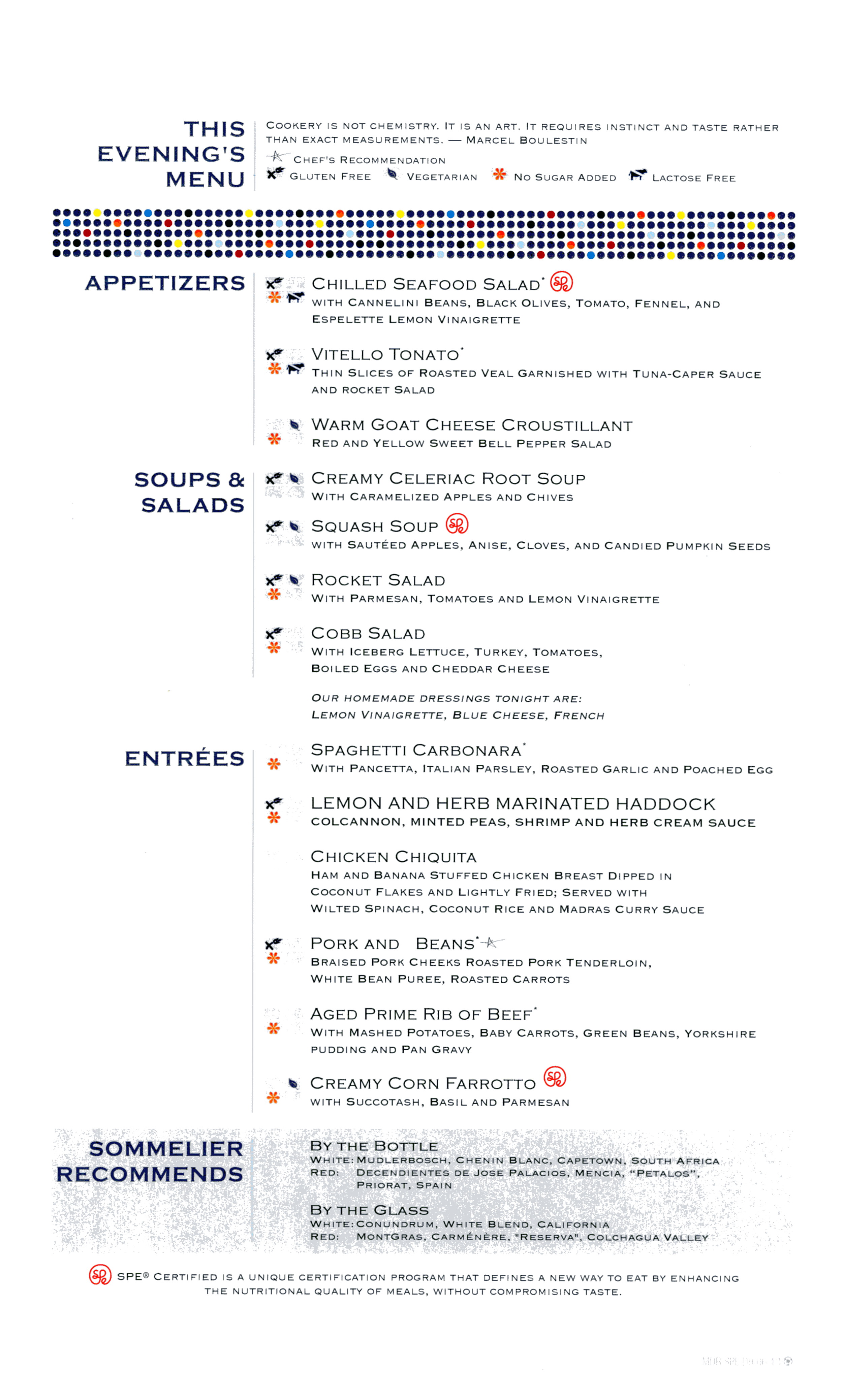 Celebrity Eclipse Menus Menus