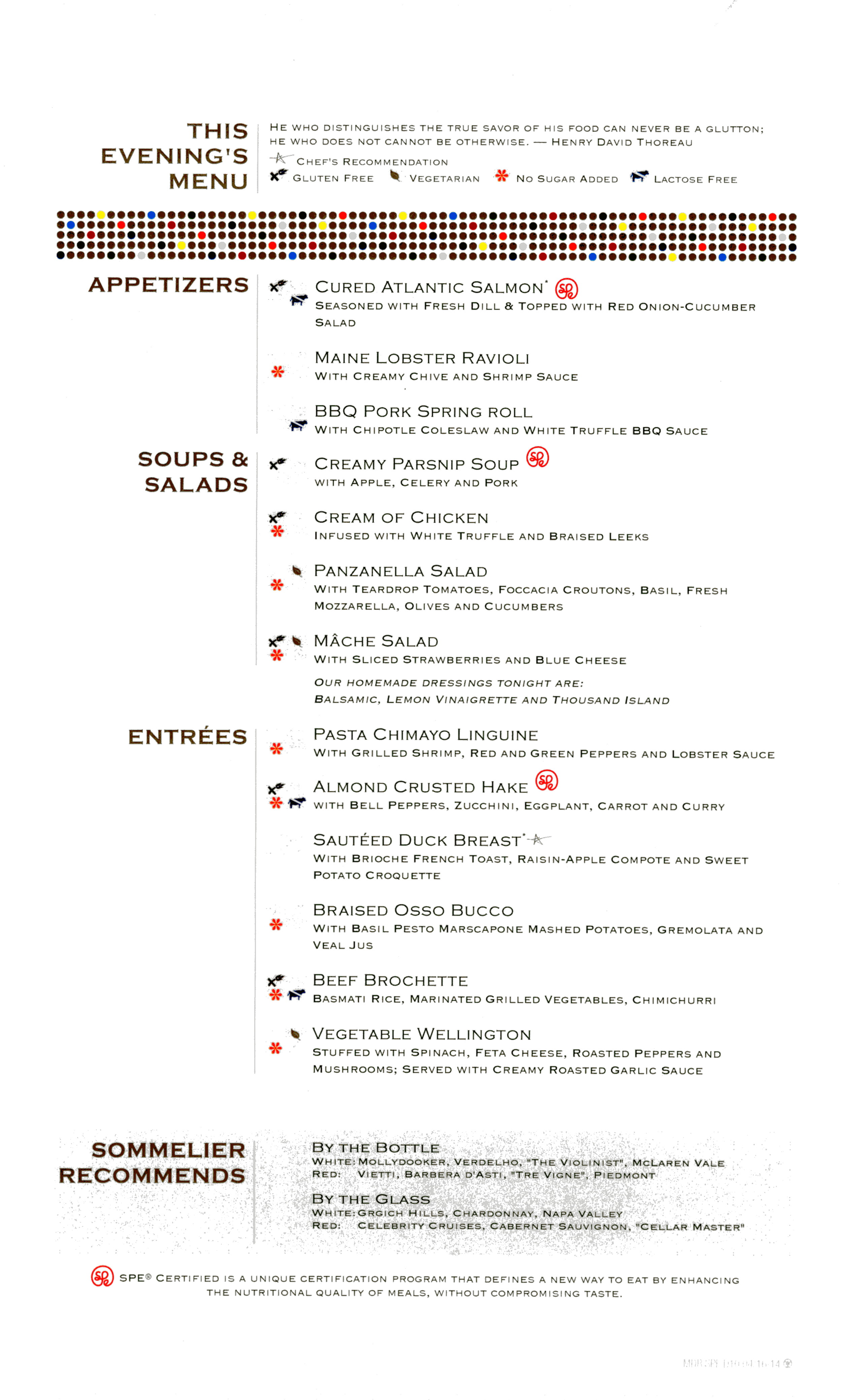 Celebrity Eclipse Menus Menus