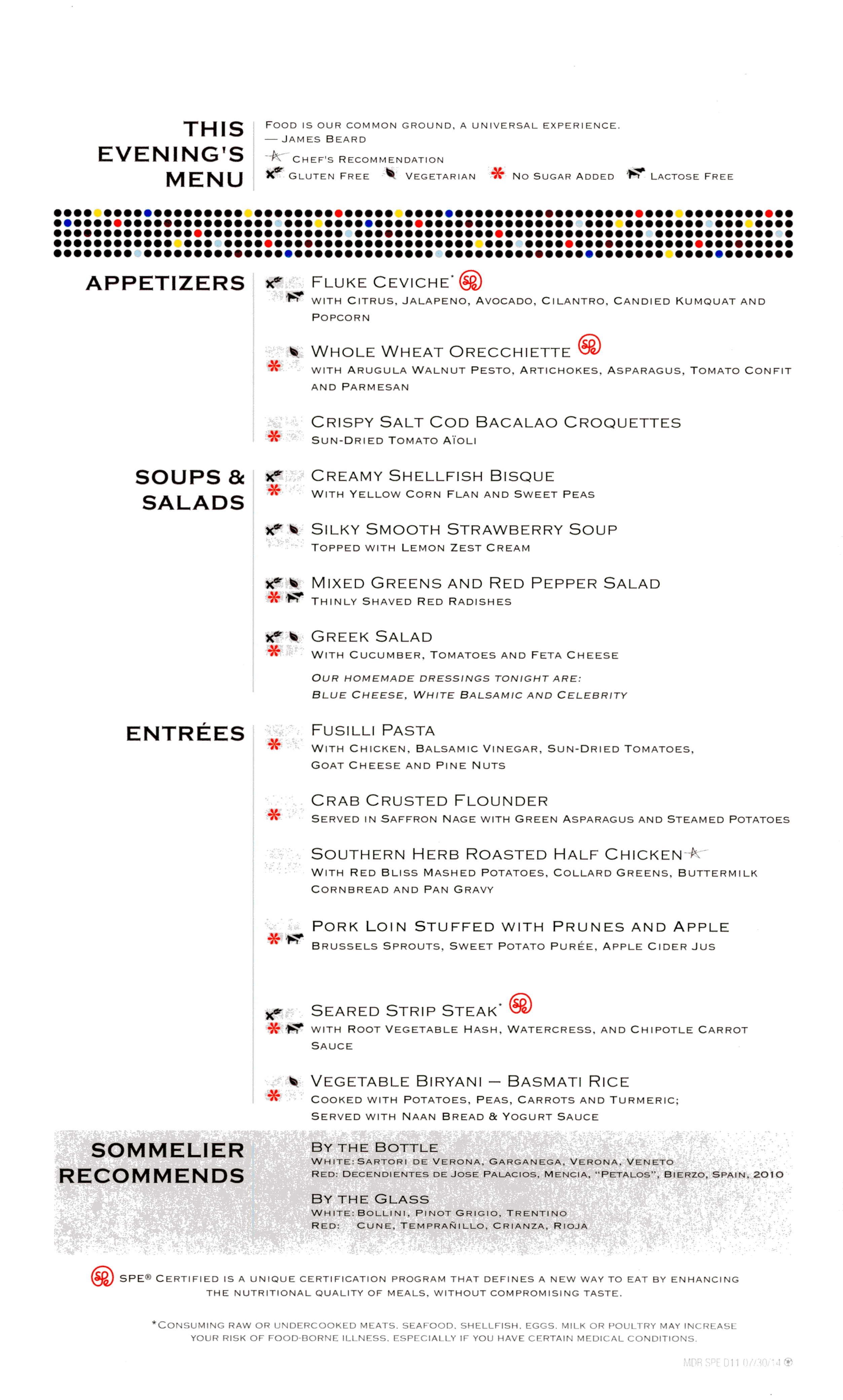 Celebrity Eclipse Menus Menus