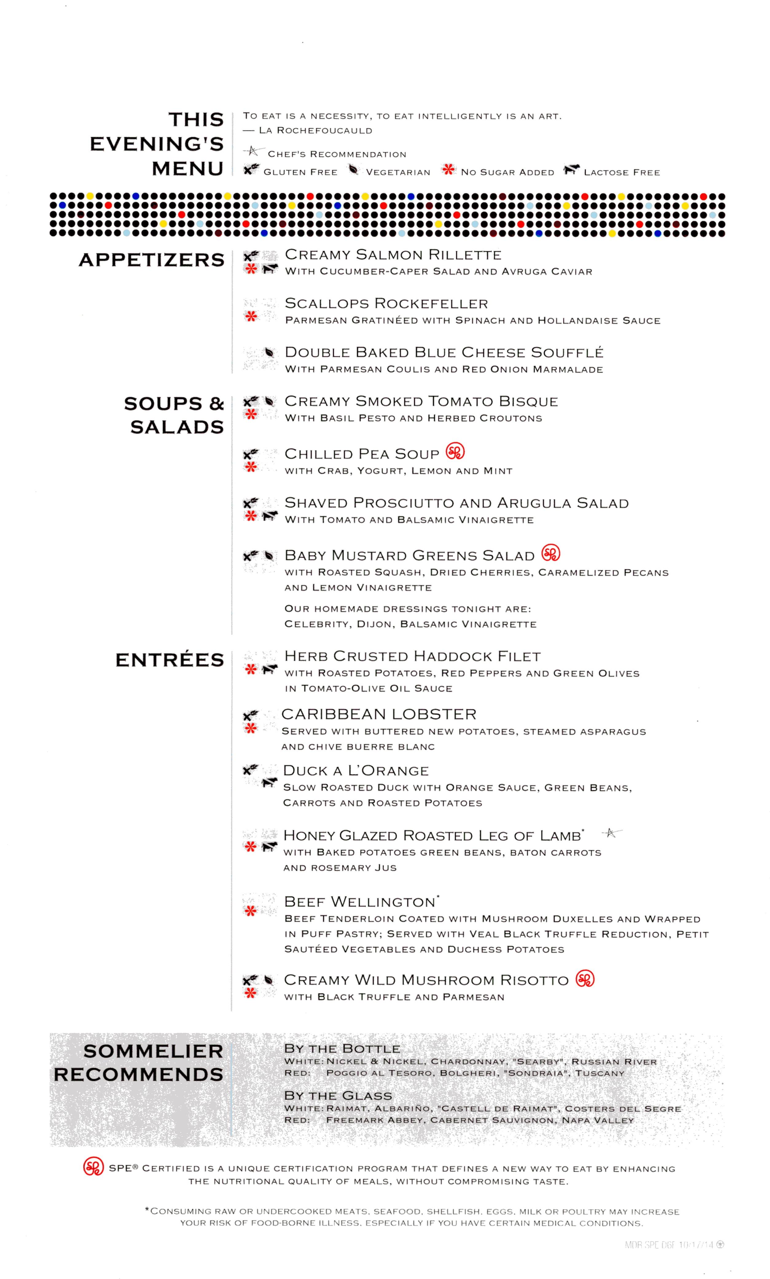 Celebrity Eclipse Menus Menus