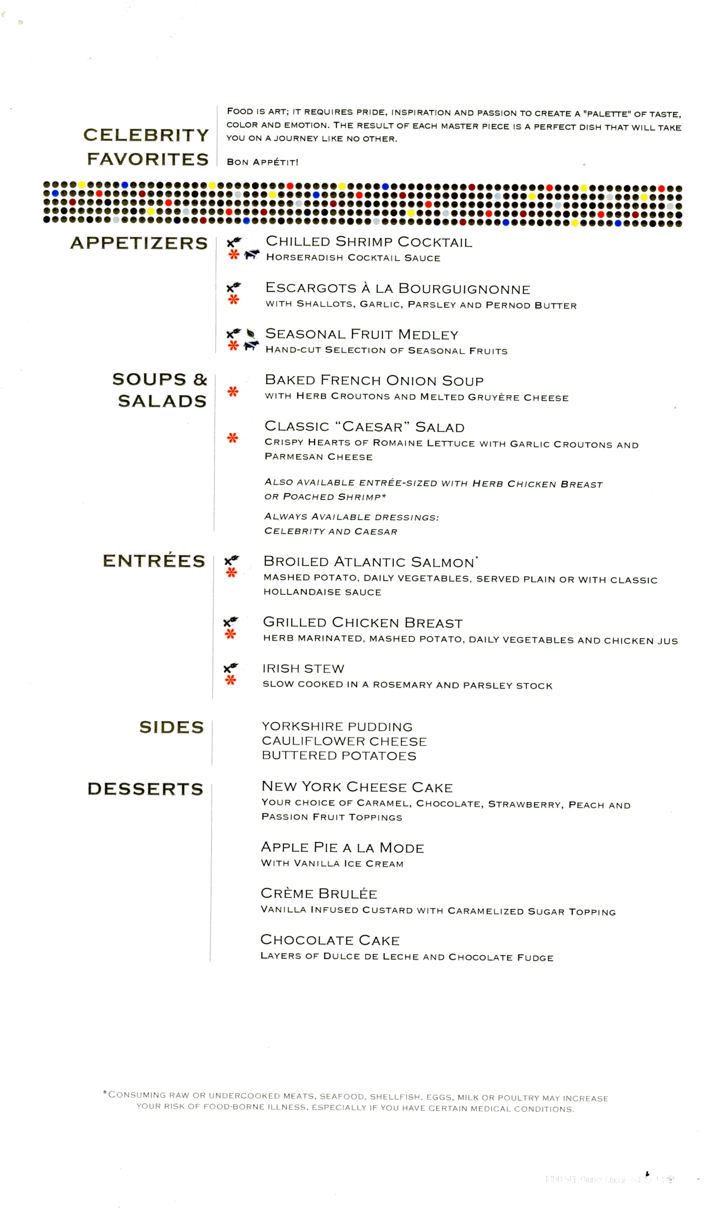Celebrity Eclipse Menus Menus