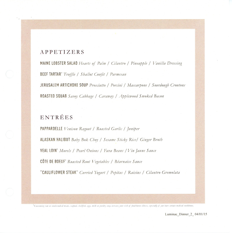 Celebrity Eclipse Menus Menus