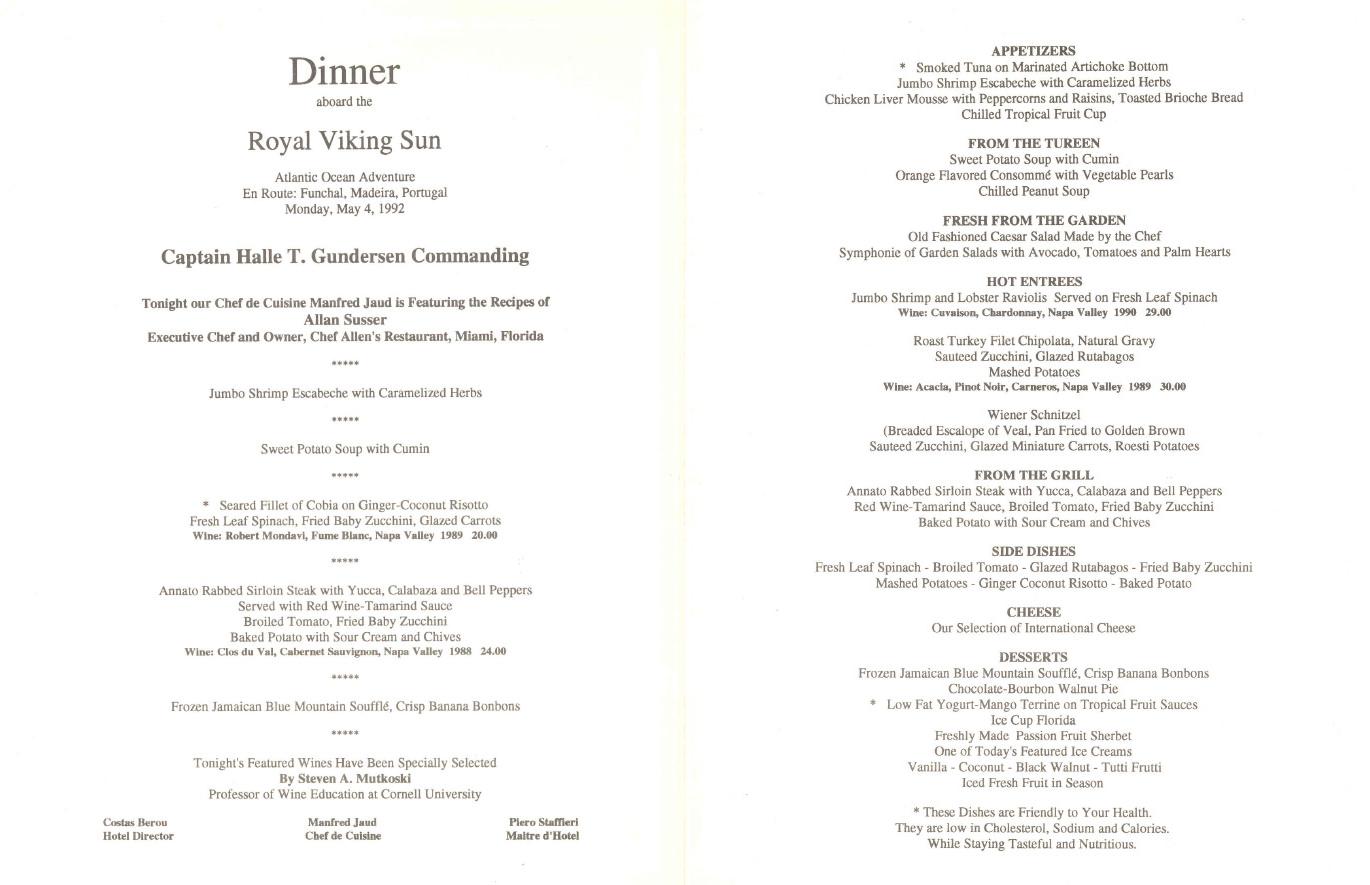 Royal Viking Menus
