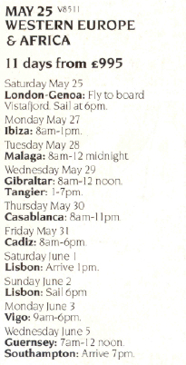 The original itinerary in the brochure